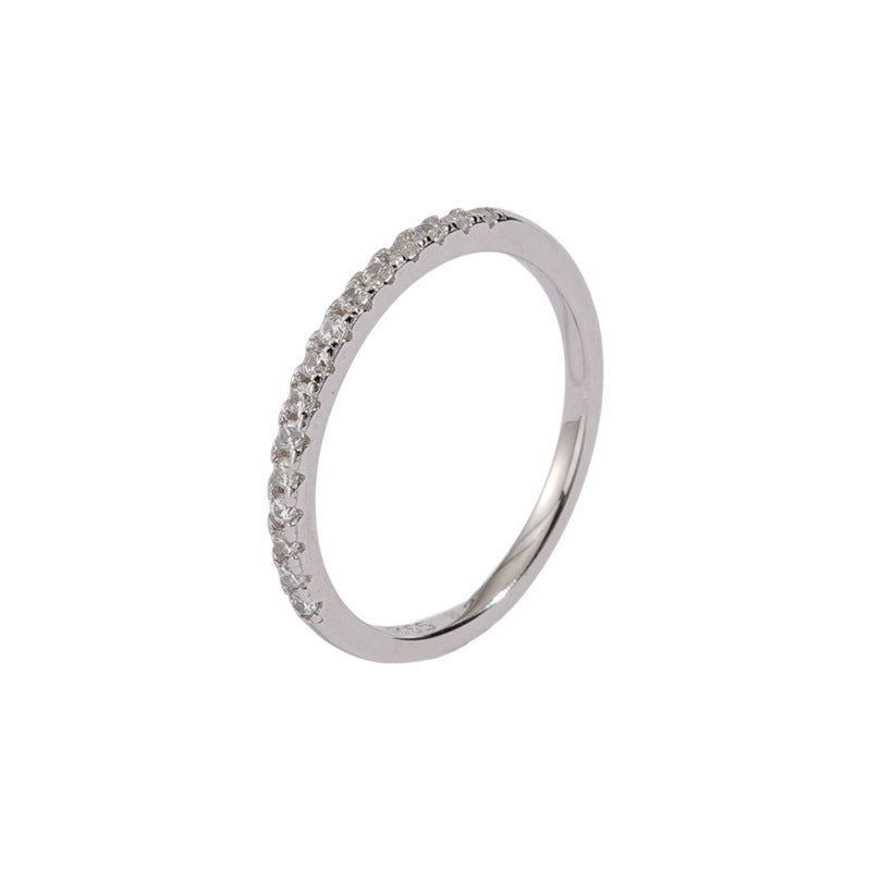 S925 silver inlaid zirconium closed ring
