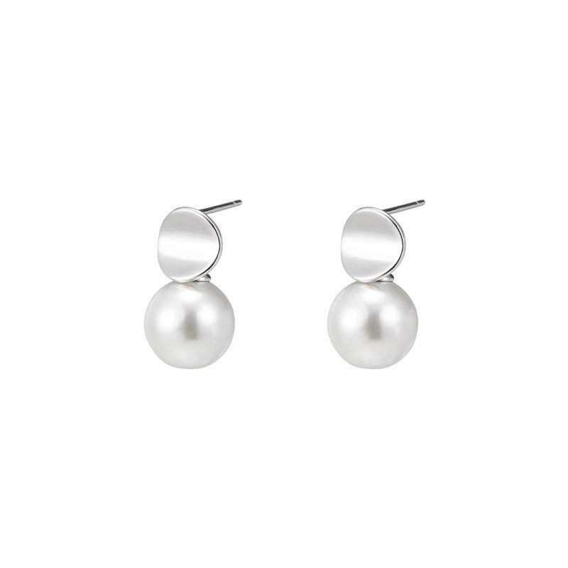 925 sterling silver pearl earrings - silvery