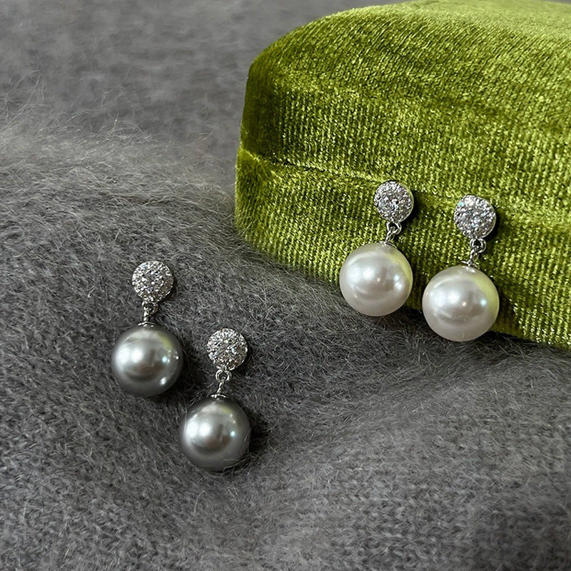 S925 sterling silver pearl earrings