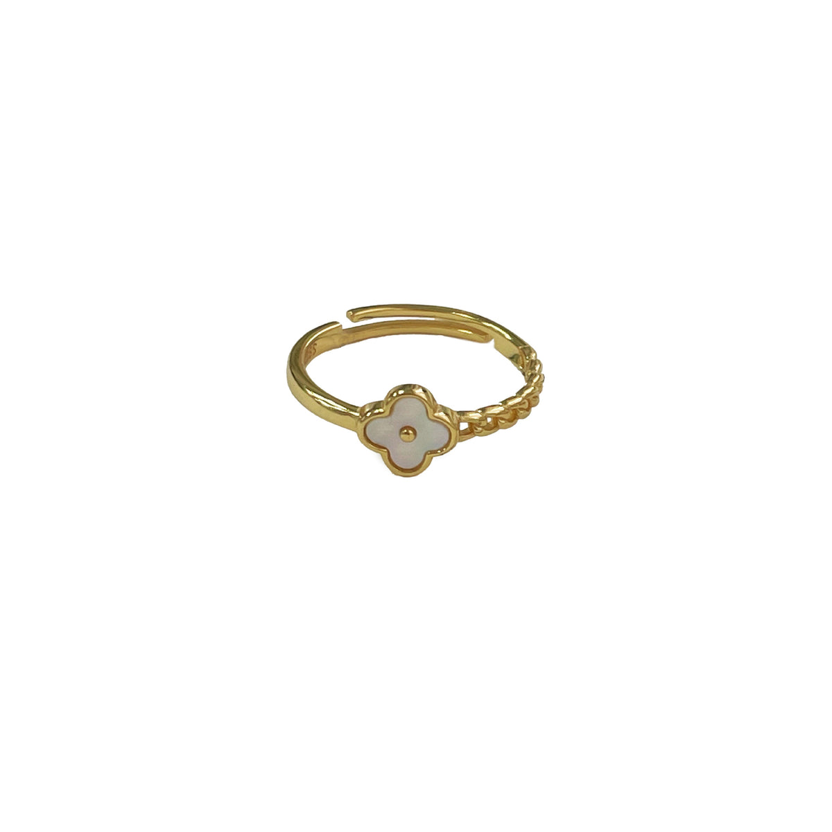 925 sterling silver four-leaf clover ring
