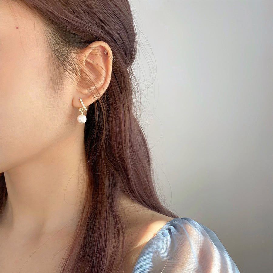 S925 pure silver pearl earrings