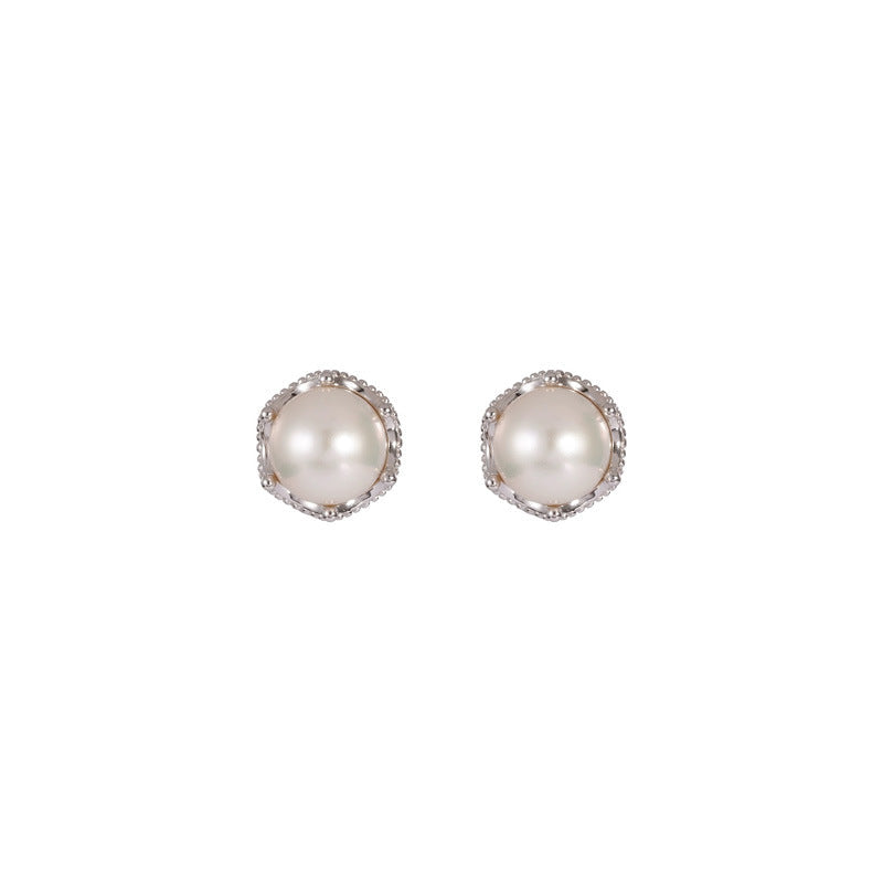 S925 sterling silver freshwater pearl earrings - silvery