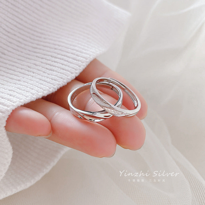 925 sterling silver couple's ring - silver