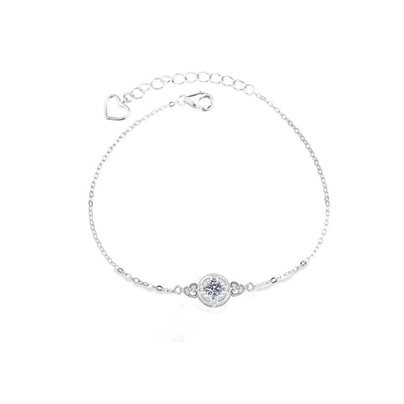 925 Sterling Silver Moissanite Coin Bracelet