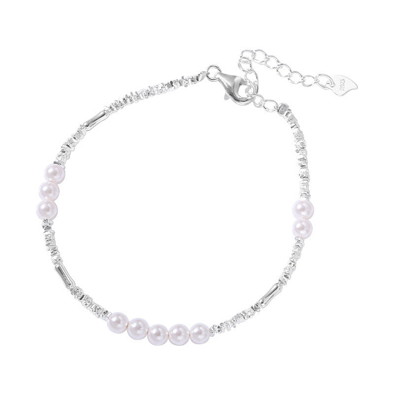 925 sterling silver pearl bracelet - silvery