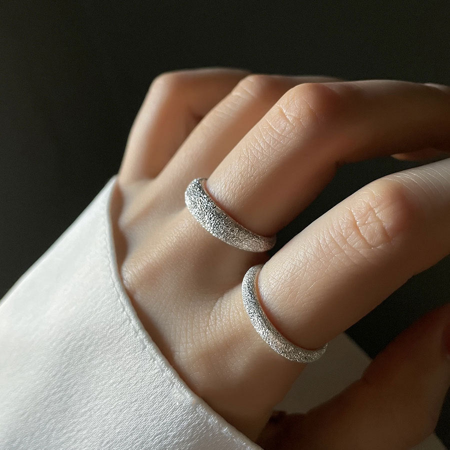 S925 sterling silver frosted sparkling  ring