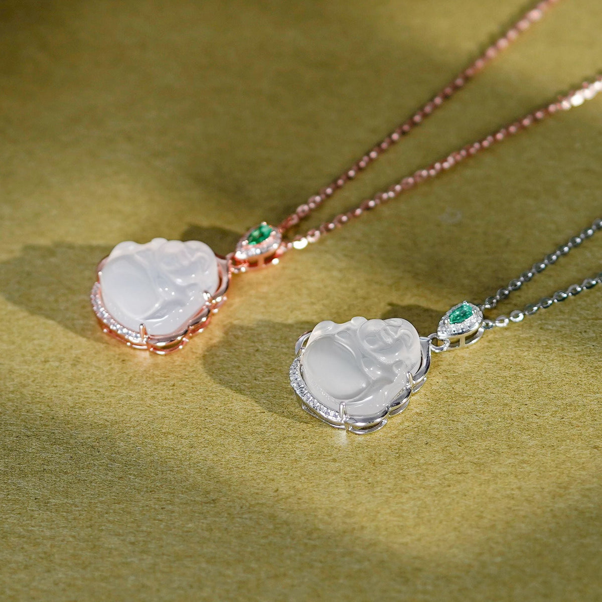 S925 Pure Silver Buddha White Jade Marrow Pendant Necklace