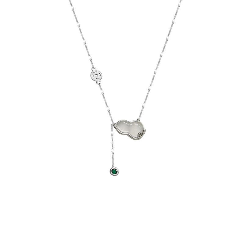 925 sterling silver gourd pendant necklace - silvery