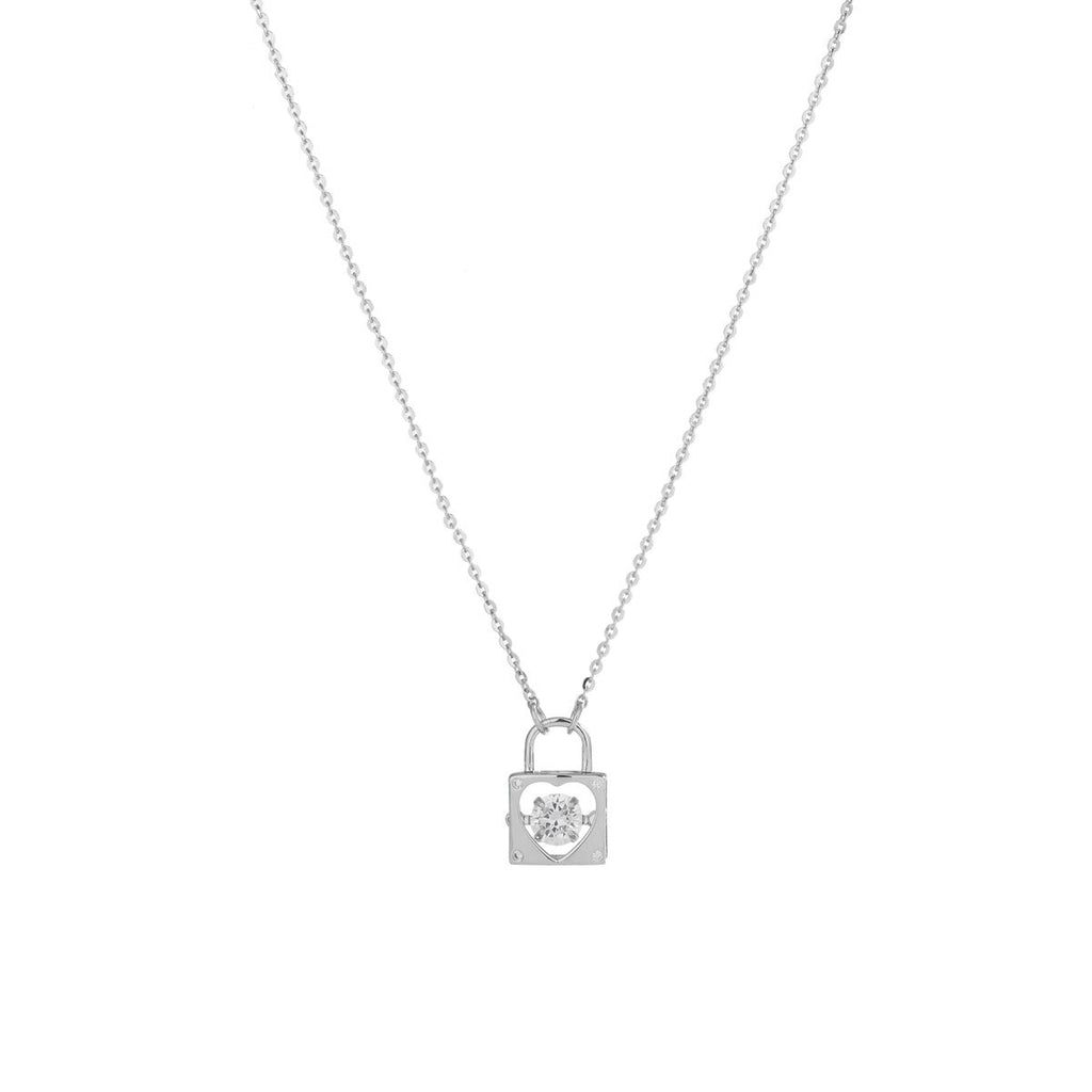 S925 sterling silver heart lock pendant necklace