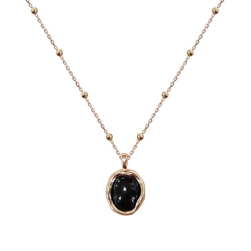 925 sterling silver black agate pendant necklace