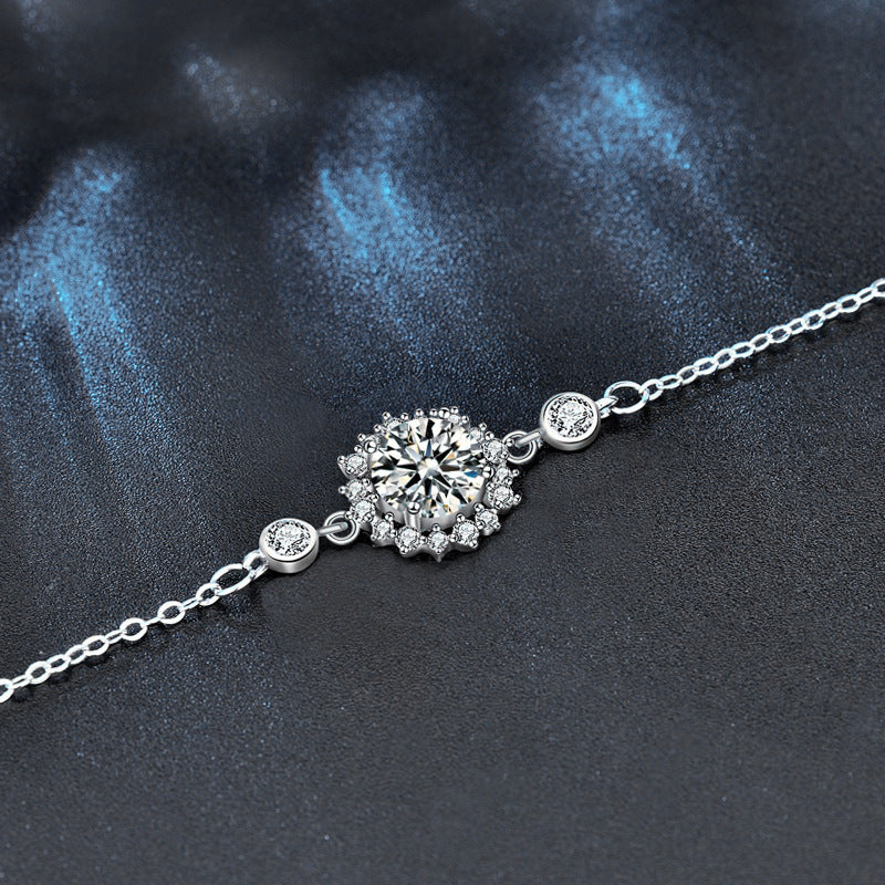 925 Sterling Silver Moissanite Sunflower Bracelet