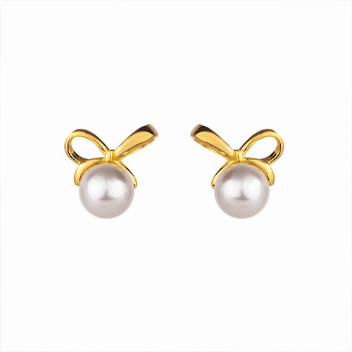 925 sterling silver bowknot pearl earrings