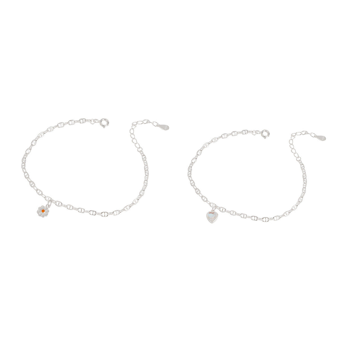 925 sterling silver heart bracelet - silvery