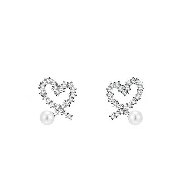 925 sterling silver pearl earrings - silvery