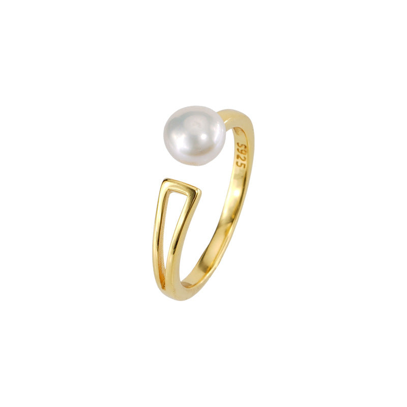 S925 sterling silver freshwater pearl ring