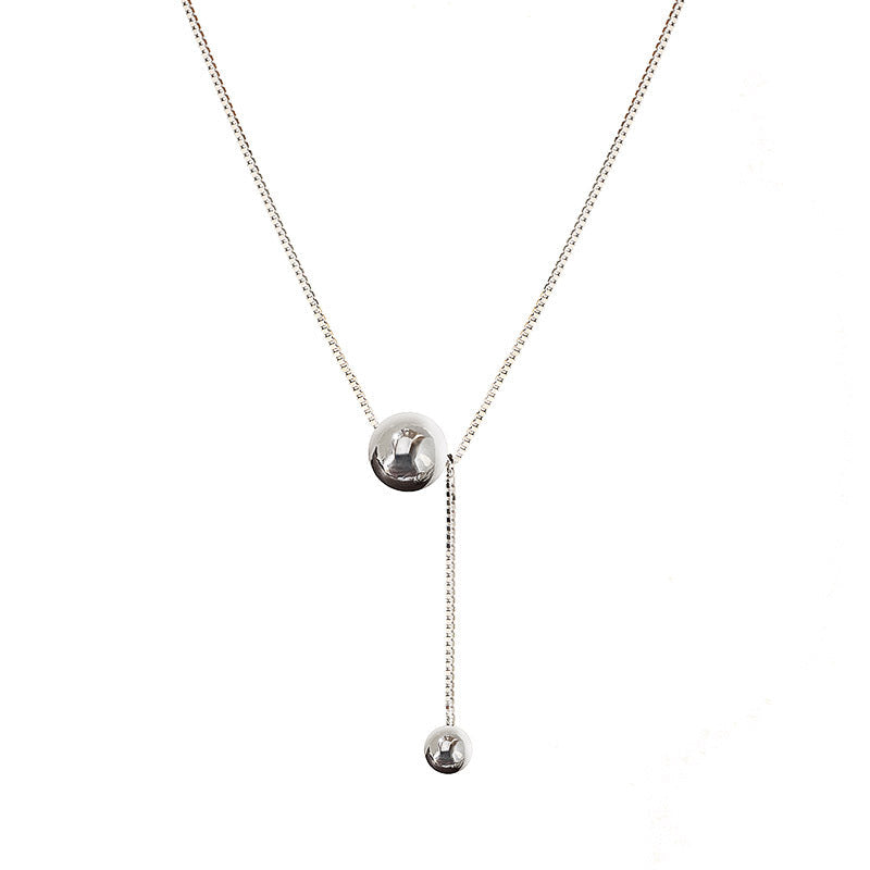 925 sterling silver round bead tassel necklace