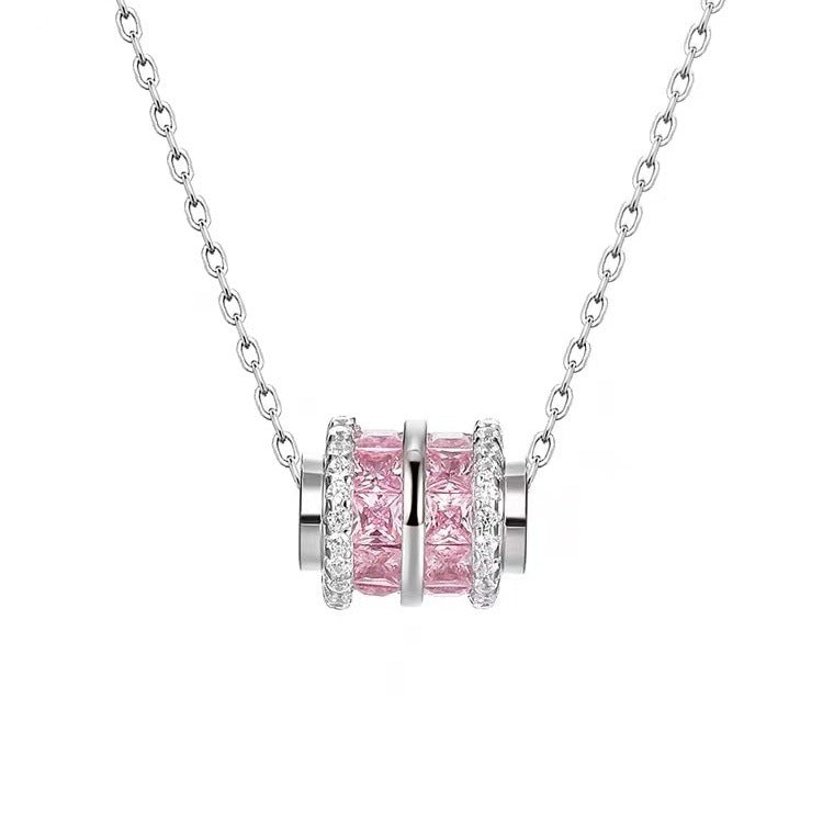 925 sterling silver zirconium pendant necklace - silvery
