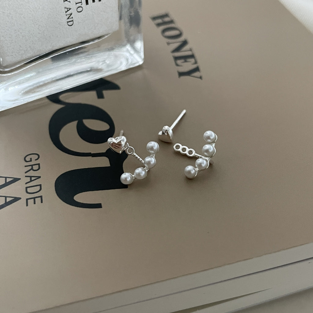 925 sterling silver pearl earrings - silvery