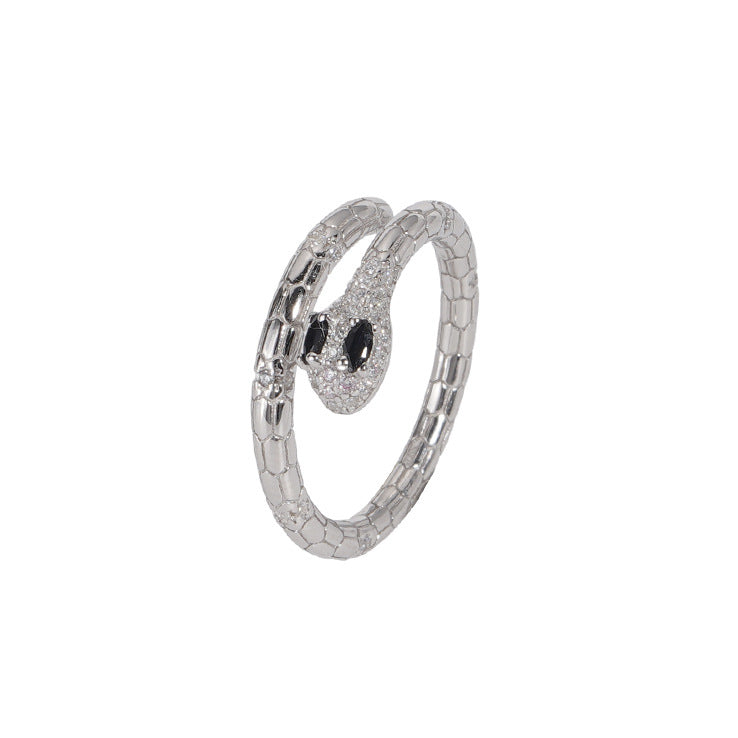 S925 sterling silver snake shaped ring