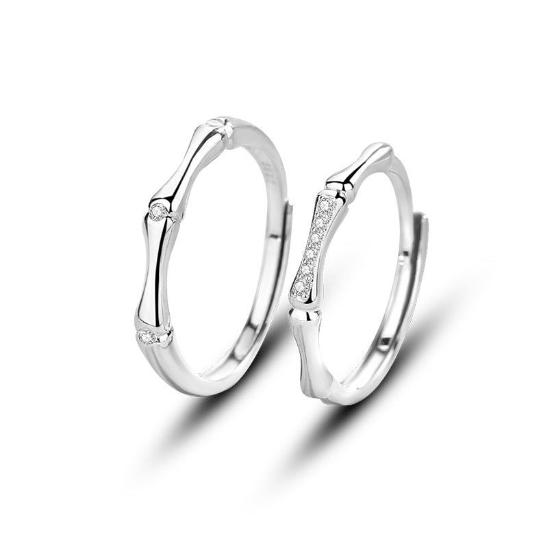 925 sterling silver couple ring - silvery