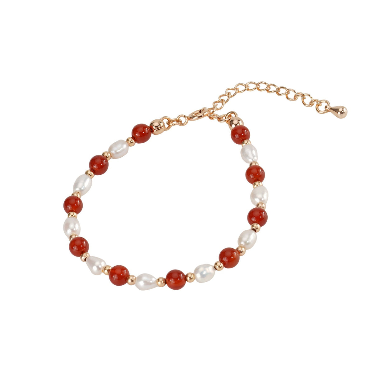 S925 sterling silver freshwater pearl red agate bead bracelet