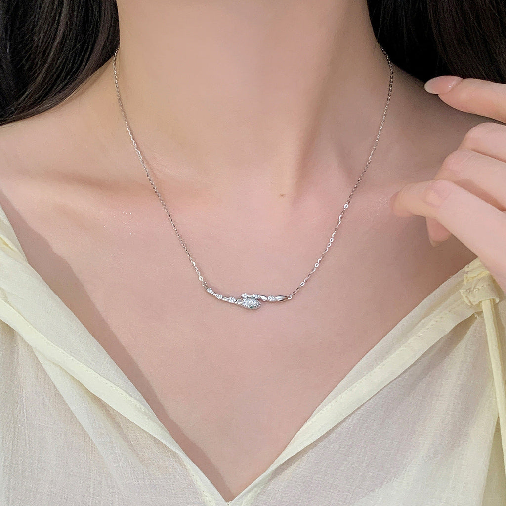 S925 sterling silver zodiac snake pendant necklace