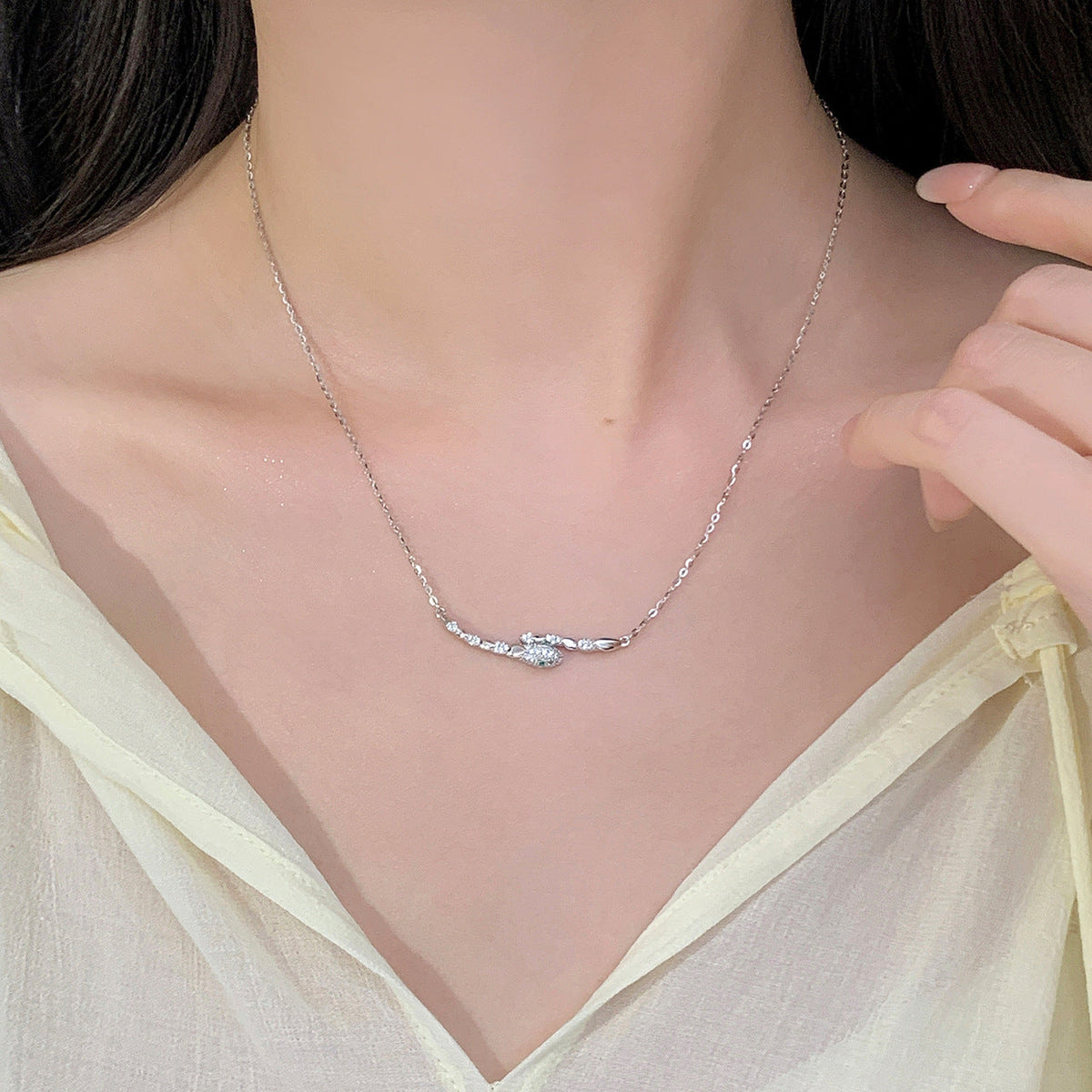 S925 sterling silver zodiac snake pendant necklace