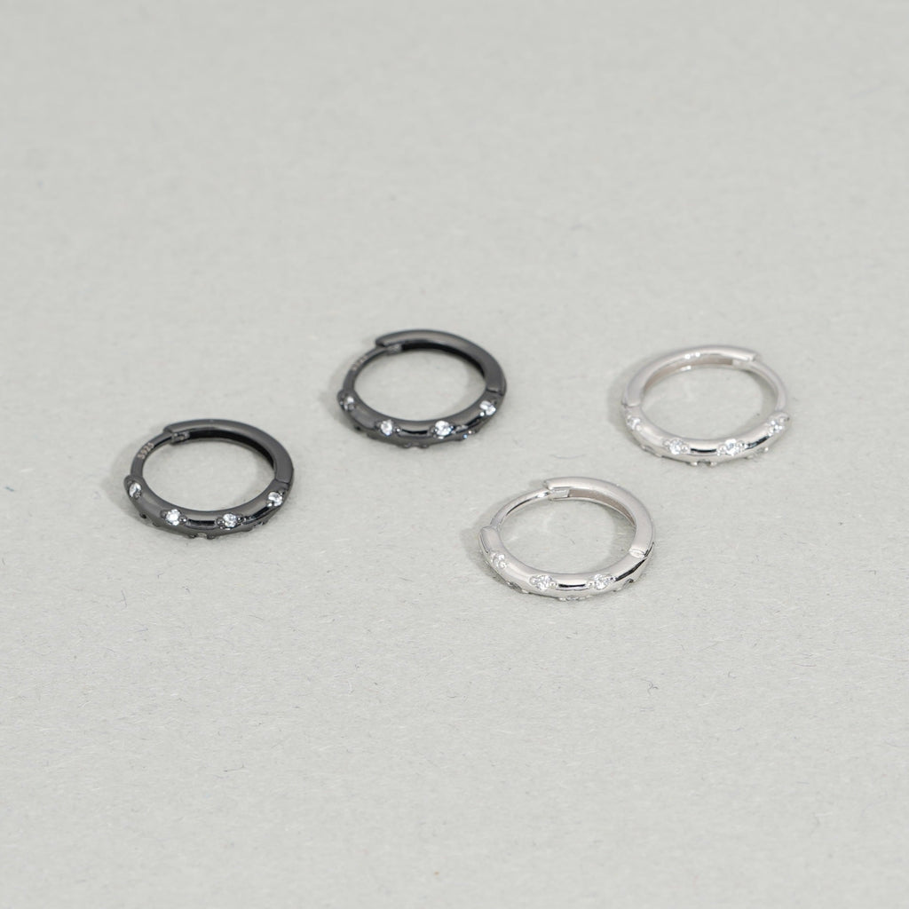 S925 sterling silver earrings with white zirconium rings