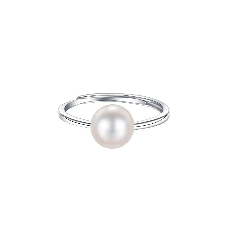 925 sterling silver pearl opening ring - silvery
