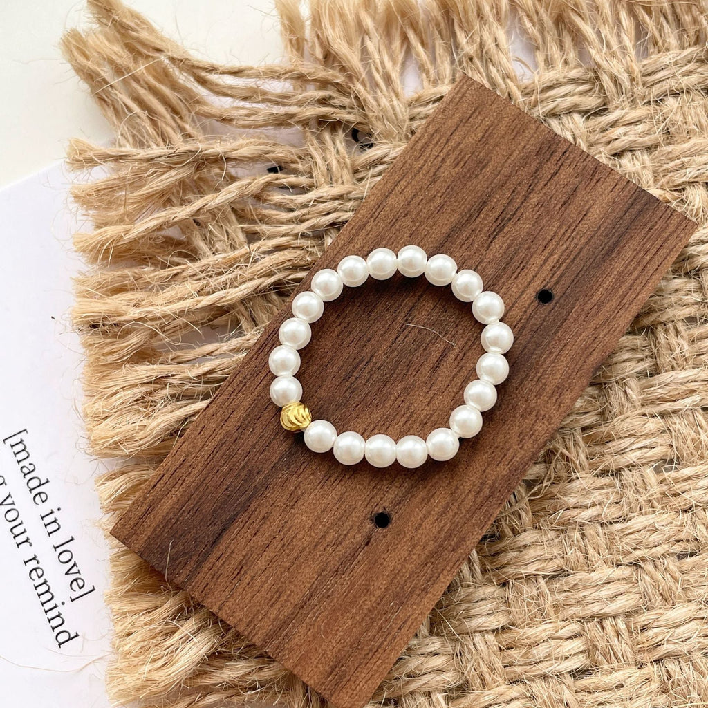 925 Silver Pearl Elastic Rope Ring