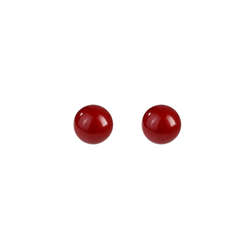 925 sterling silver cinnabar earrings - silvery