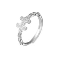 925 sterling silver H-letter open ring - silvery