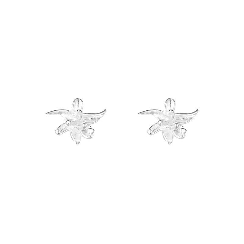 S925 sterling silver iris earrings - silvery