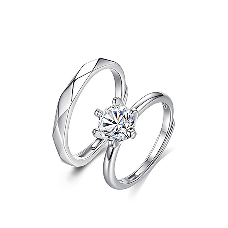S925 Sterling Silver Moissanite Couple Rings