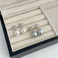 S925 sterling silver pearl earrings - silver