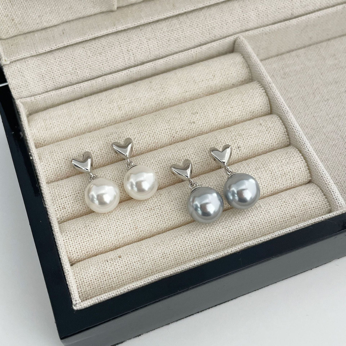 S925 sterling silver pearl earrings - silver