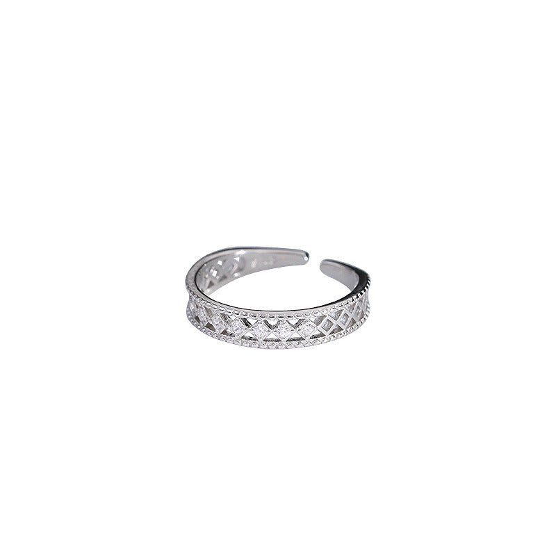 925 sterling silver hollow design ring - silvery