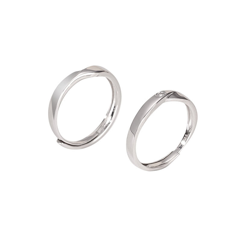 925 sterling silver couple ring - silvery