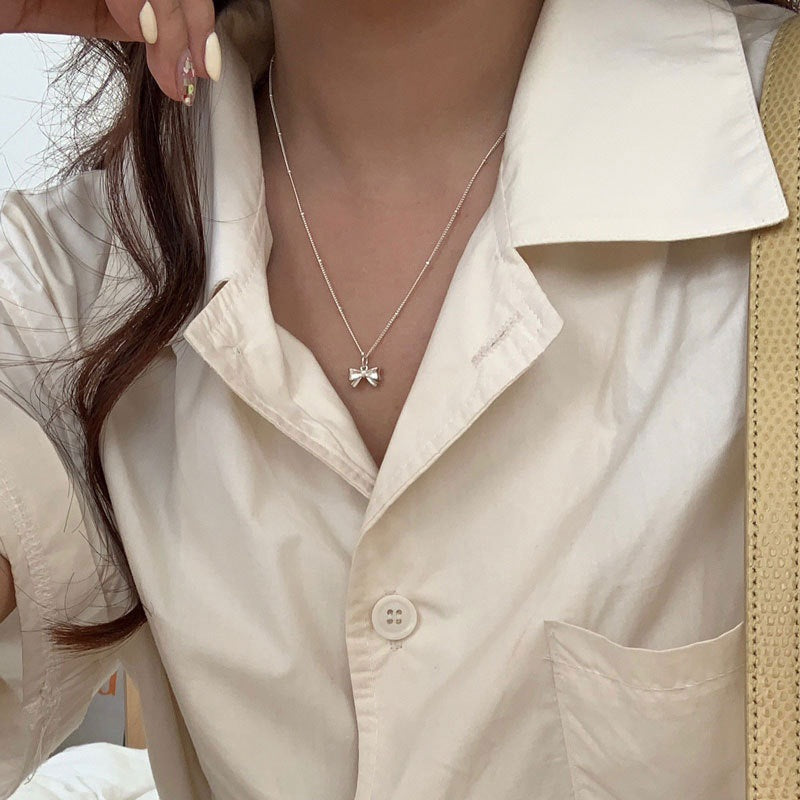 925 sterling silver bowknot pendant necklace