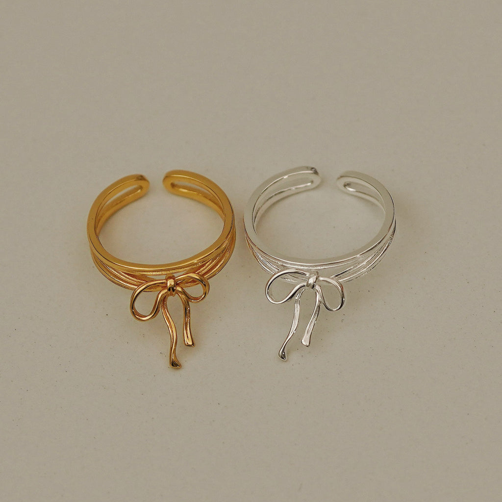 925 sterling silver bowknot ribbon ring