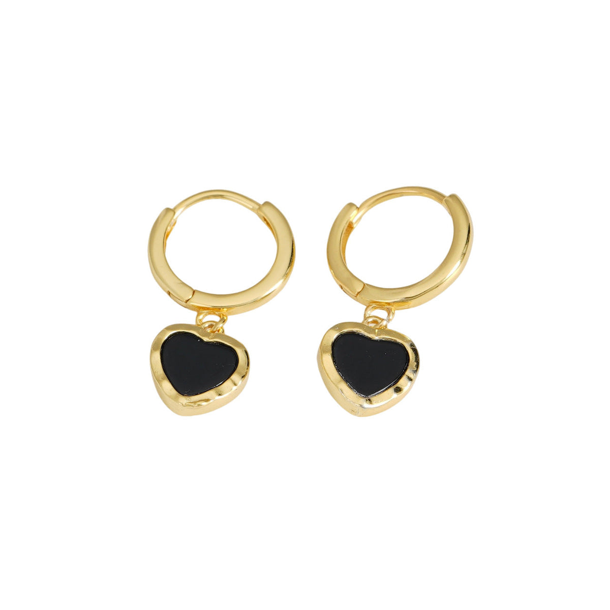 925 sterling silver heart pendant earrings - golden