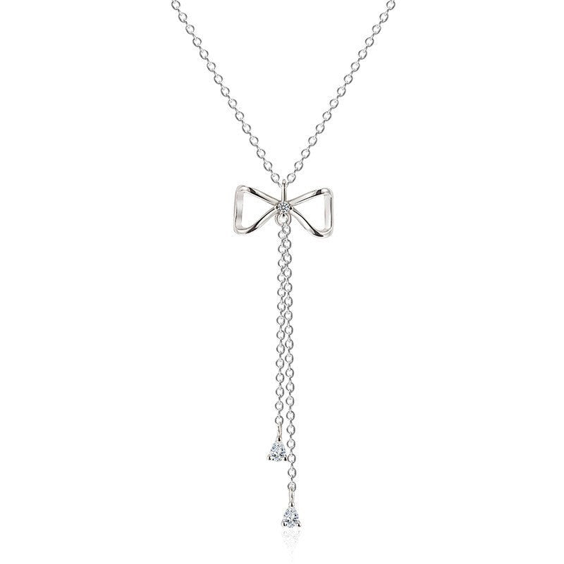 925 sterling silver bowknot necklace