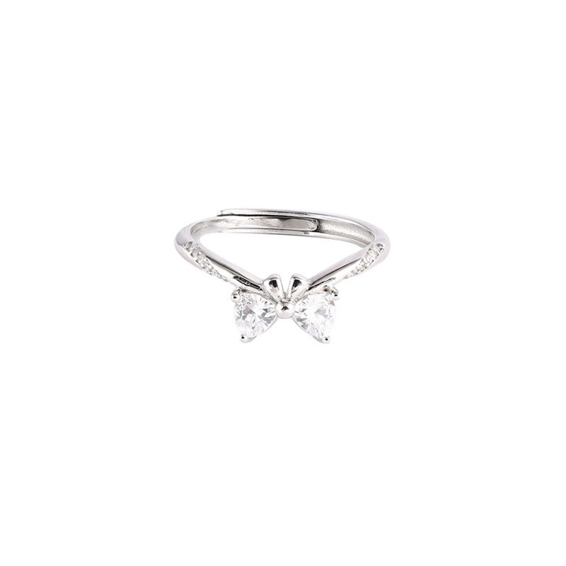 S925 sterling silver bowknot ring - silvery