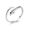 925 sterling silver dolphin shaped open ring - silvery