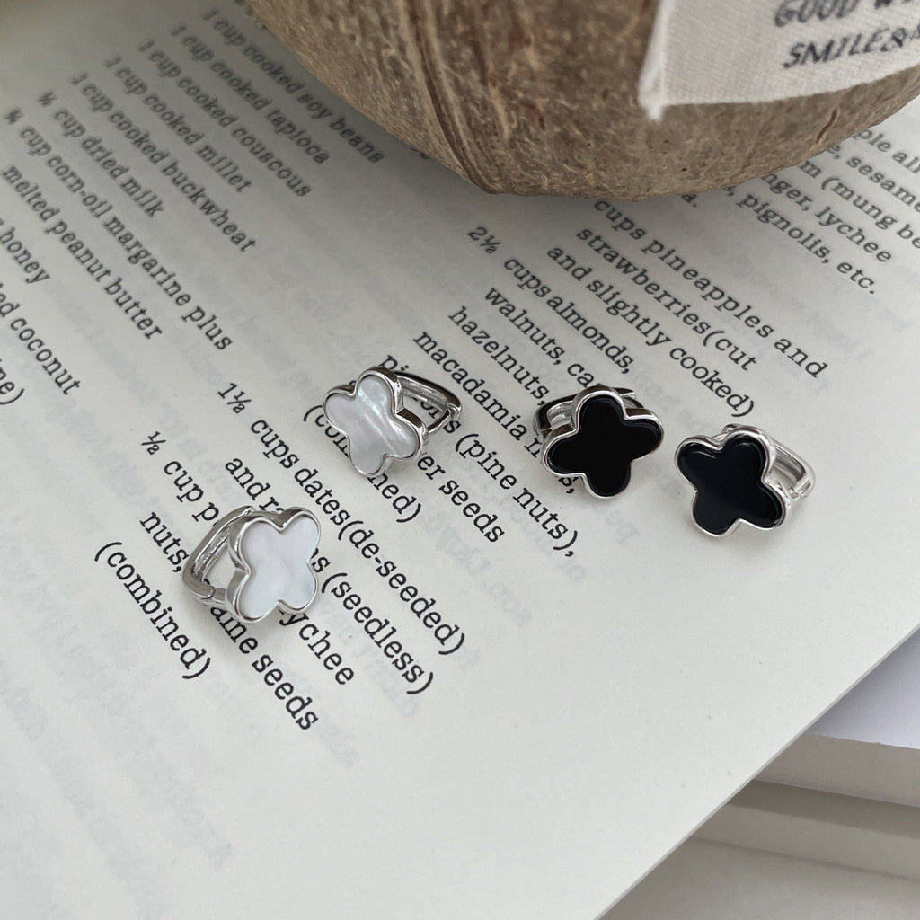 S925 sterling silver four-leaf clover earrings