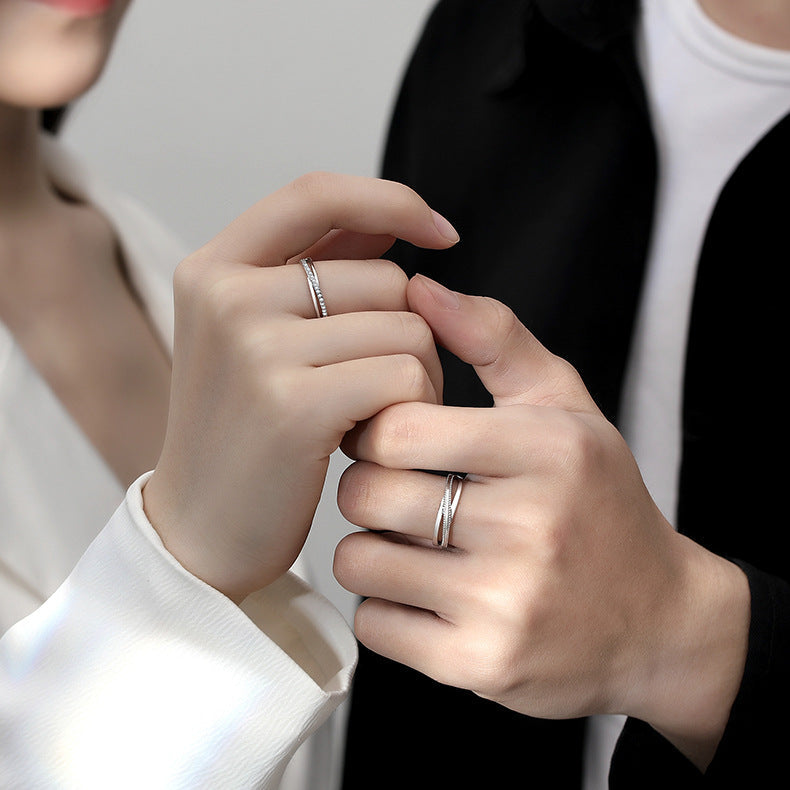 925 sterling silver couple ring - silvery