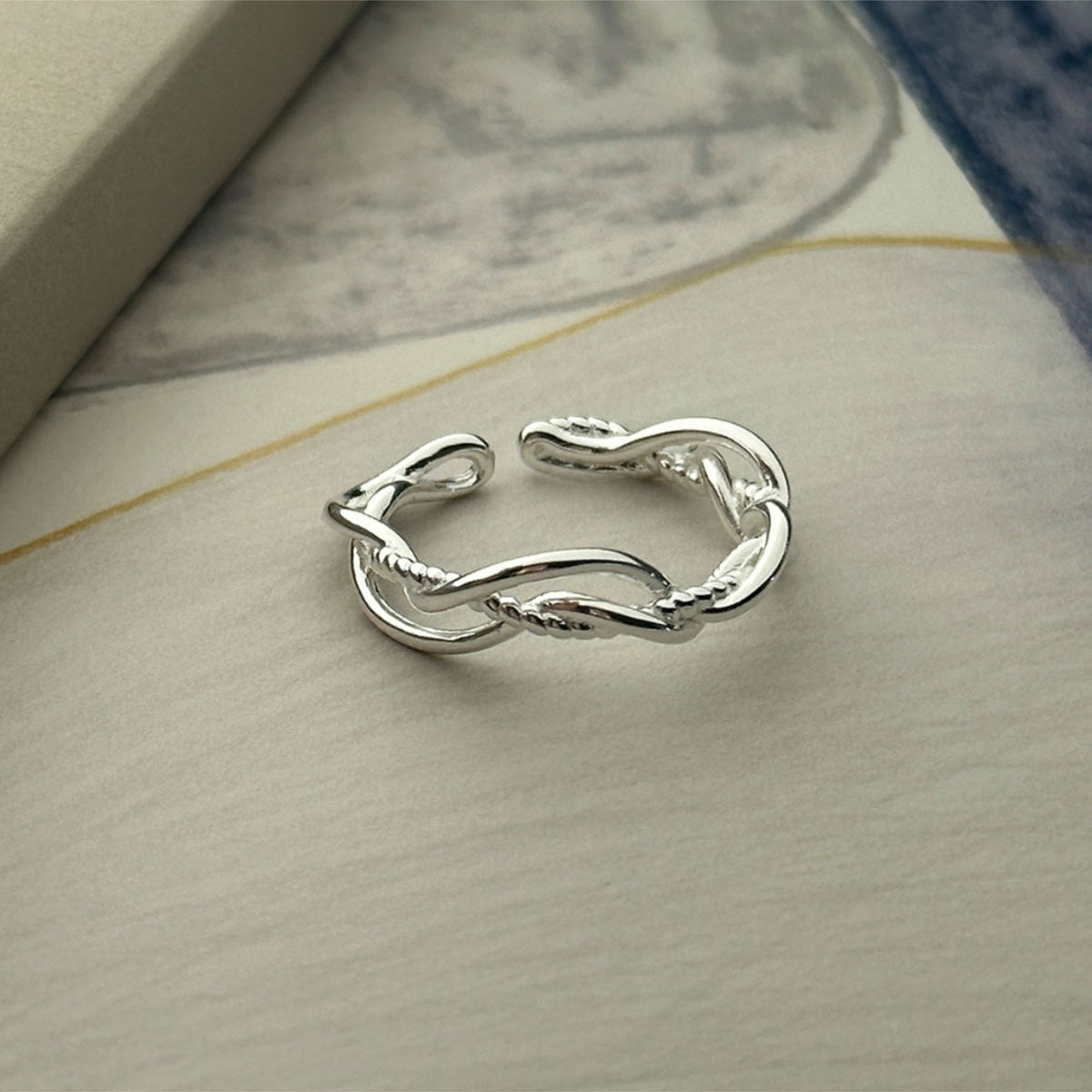 925 sterling silver open ring - silvery
