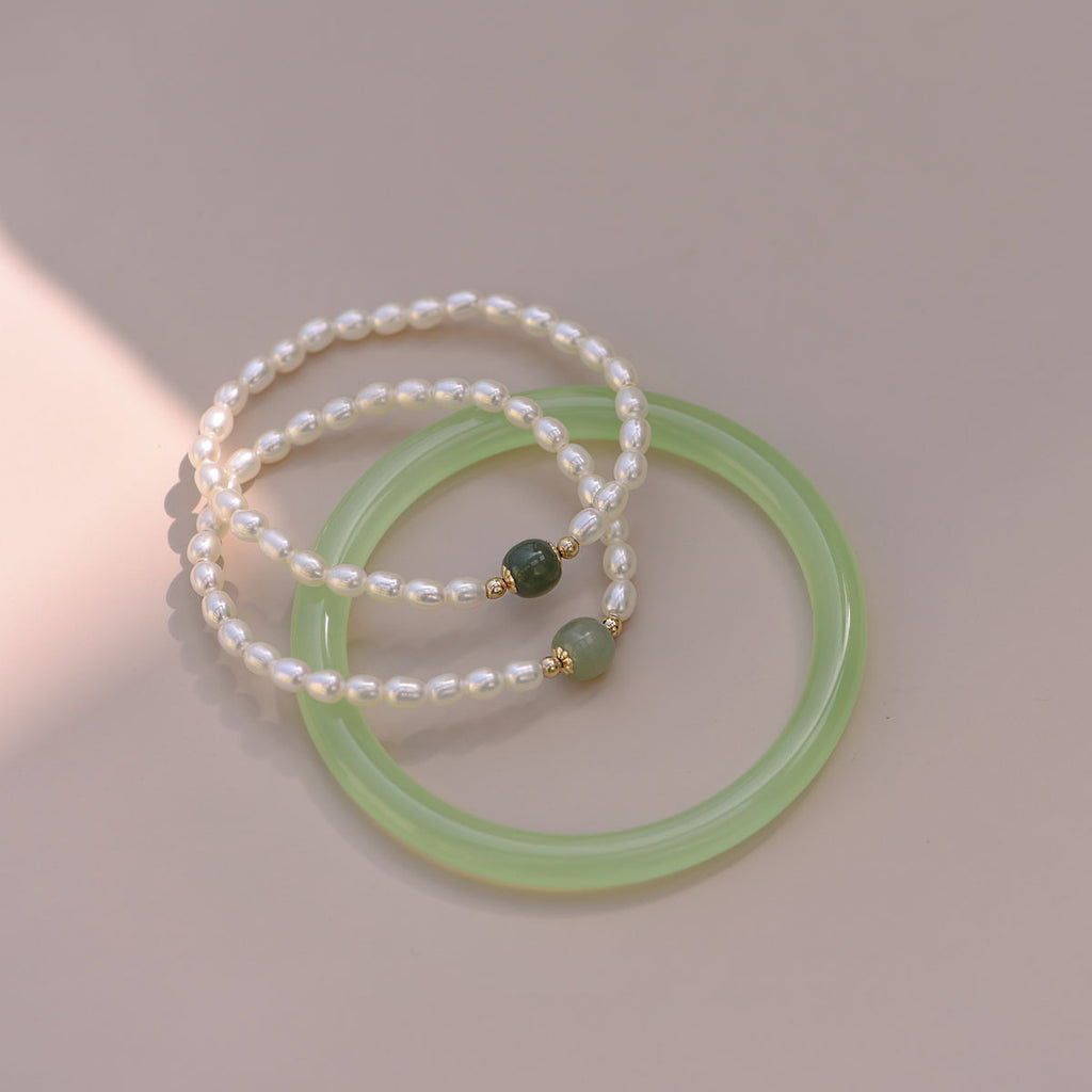 Freshwater Pearl Hotan Jade Bracelet