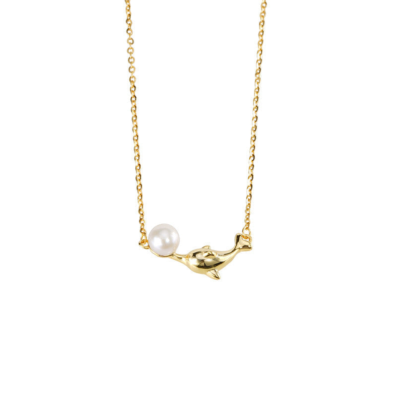 S925 sterling silver dolphin pendant necklace