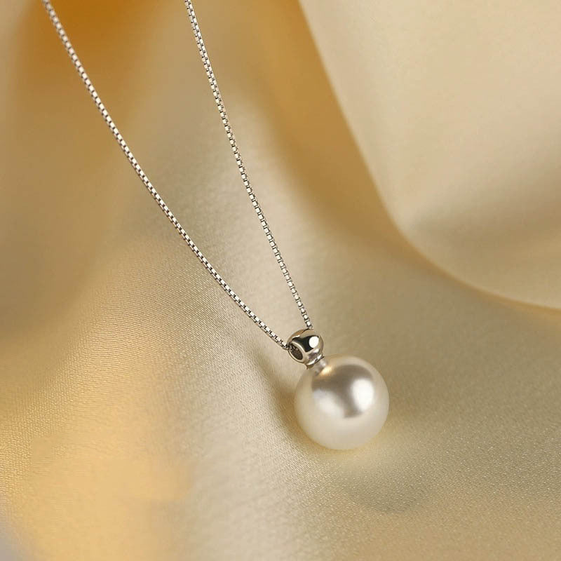 S925 pure silver imitation pearl pendant necklace